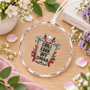 Chili Cook Off Squad Team Gift Cooking Competition Decoration Glass Ornament - Material: Circle Glass Ornament