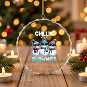 Chillin With My Snowmies Christmas Glass Ornament - Material: Circle Glass Ornament