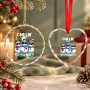 Chillin With My Snowmies Christmas Glass Ornament - Material: Heart Glass Ornament