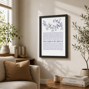 Chinoiserie Bird Print Psalm 91, The Lord Is My Refuge Biblical Quote, Christian Home Navy Decor, Bible Verse Wall Art Prayer Scripture Gift Wall Art, Modern Wall Decor, 16x24 UNFRAMED - Format: Black Framed Poster