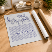 Chinoiserie Bird Print Psalm 91, The Lord Is My Refuge Biblical Quote, Christian Home Navy Decor, Bible Verse Wall Art Prayer Scripture Gift Wall Art, Modern Wall Decor, 16x24 UNFRAMED - Format: Rolled Canvas