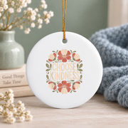 Choose Kindness Boho Floral Inspirational Glass Ornament - Material: Circle Ceramic Ornament