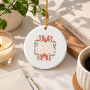 Choose Kindness Boho Floral Inspirational Glass Ornament - Material: Circle Ceramic Ornament