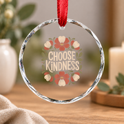 Choose Kindness Boho Floral Inspirational Glass Ornament - Material: Circle Glass Ornament