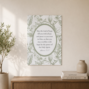 Christian Art Romans 15:13 Scripture Inspirational Bible Verse Greenery Design Floral Home Decor - Format: Unframed Paper Poster