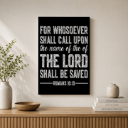 Christian Bible Verse Romans 10 13 Poster Wall Art, Modern Wall Decor For Living Room Bedroom, 8x12 UNFRAMED - Format: Stretched Canvas