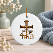 Christian Cross Three Nails Faith Gift Glass Ornament - Material: Circle Ceramic Ornament