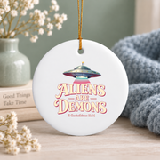 Christian Faith UFO Scripture Inspired Glass Ornament - Material: Circle Ceramic Ornament