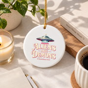 Christian Faith UFO Scripture Inspired Glass Ornament - Material: Circle Ceramic Ornament