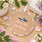 Christian Faith UFO Scripture Inspired Glass Ornament - Material: Circle Glass Ornament