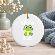 Christian Frog Faith Inspired Cute Gift Glass Ornament - Material: Circle Ceramic Ornament
