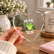 Christian Frog Faith Inspired Cute Gift Glass Ornament - Material: Heart Glass Ornament