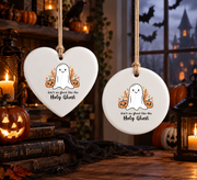 Christian Ghost Halloween Ornament for Seasonal Decor Glass Ornament - Material: Circle Ceramic Ornament