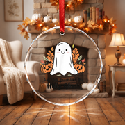 Christian Ghost Halloween Ornament for Seasonal Decor Glass Ornament - Material: Circle Glass Ornament