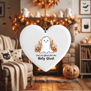 Christian Ghost Halloween Ornament for Seasonal Decor Glass Ornament - Material: Heart Ceramic Ornament