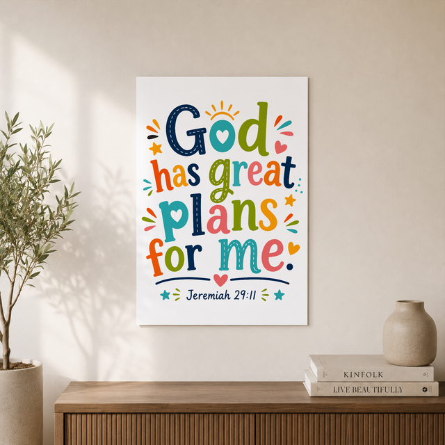 Christian Playroom Bible Verse Wall Art Trio, Colorful Nursery Prints - Format: Unframed Paper Poster