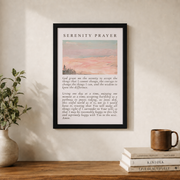 Christian Serenity Prayer, Christian Wall Art, Bible Verse Poster, Christian Home Gift, Pink Watercolor Painting, Catholic Wall Art Wall Art, Modern Wall Decor, 12x18 UNFRAMED - Format: Black Framed Poster
