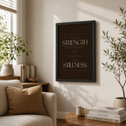 Christian Strength Stillness Wall Art Trio, Neutral Scripture Posters - Format: Black Framed Poster