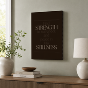 Christian Strength Stillness Wall Art Trio, Neutral Scripture Posters - Format: Stretched Canvas
