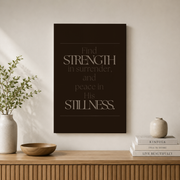 Christian Strength Stillness Wall Art Trio, Neutral Scripture Posters - Format: Stretched Canvas