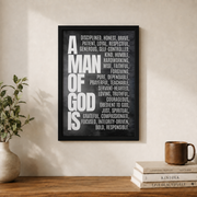 Christian Teen Boy Wall Art, Black Scripture Poster for Men - Format: Black Framed Poster