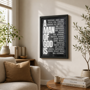 Christian Teen Boy Wall Art, Black Scripture Poster for Men - Format: Black Framed Poster