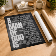 Christian Teen Boy Wall Art, Black Scripture Poster for Men - Format: Rolled Canvas
