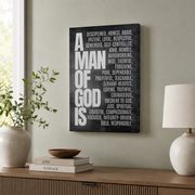 Christian Teen Boy Wall Art, Black Scripture Poster for Men - Format: Stretched Canvas