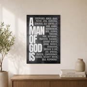 Christian Teen Boy Wall Art, Black Scripture Poster for Men - Format: Unframed Paper Poster