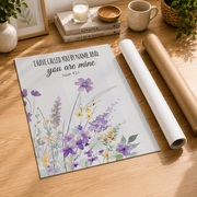 Christian Wildflower Nursery Wall Art Set, Purple Yellow Floral Prints - Format: Rolled Canvas