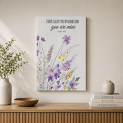 Christian Wildflower Nursery Wall Art Set, Purple Yellow Floral Prints - Format: Stretched Canvas