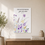 Christian Wildflower Nursery Wall Art Set, Purple Yellow Floral Prints - Format: Unframed Paper Poster