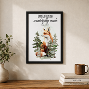 Christian Woodland Animal Wall Art, Mountain Nursery Scripture Poster - Format: Black Framed Poster