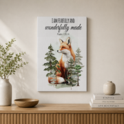 Christian Woodland Animal Wall Art, Mountain Nursery Scripture Poster - Format: Stretched Canvas