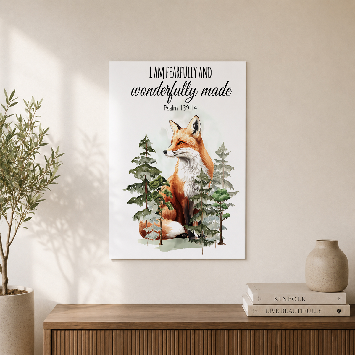 Christian Woodland Animal Wall Art, Mountain Nursery Scripture Poster - Format: Unframed Paper Poster
