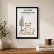 Christian Woodland Nursery Wall Art Trio, Forest Animal Scripture Posters - Format: Black Framed Poster