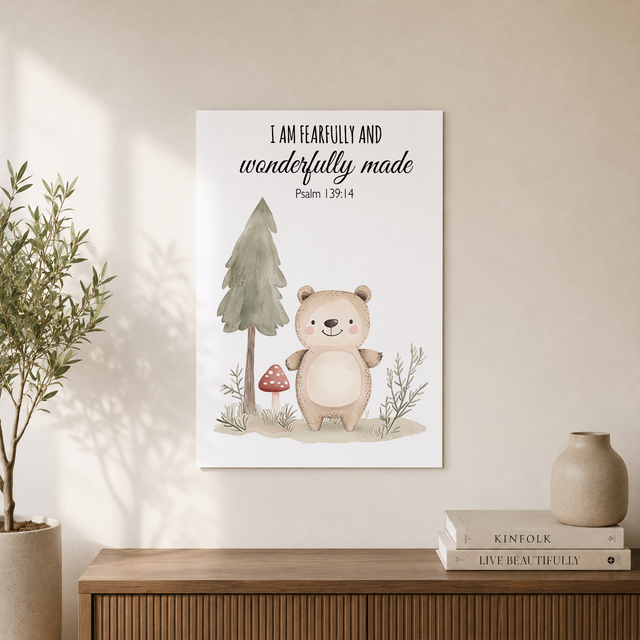 Christian Woodland Nursery Wall Art Trio, Forest Animal Scripture Posters - Format: Unframed Paper Poster