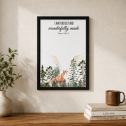 Christian Woodland Wildlife Wall Art, Mountain Bible Verse Nursery Poster - Format: Black Framed Poster