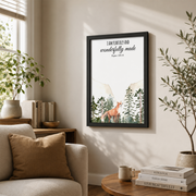 Christian Woodland Wildlife Wall Art, Mountain Bible Verse Nursery Poster - Format: Black Framed Poster