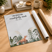 Christian Woodland Wildlife Wall Art, Mountain Bible Verse Nursery Poster - Format: Rolled Canvas