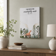 Christian Woodland Wildlife Wall Art, Mountain Bible Verse Nursery Poster - Format: Stretched Canvas