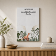 Christian Woodland Wildlife Wall Art, Mountain Bible Verse Nursery Poster - Format: Stretched Canvas