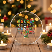 Christmas Alphabet Tree Santa Snowman Gingerbread Glass Ornament - Material: Circle Glass Ornament