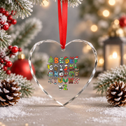 Christmas Alphabet Tree Santa Snowman Gingerbread Glass Ornament - Material: Heart Glass Ornament