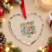 Christmas Alphabet Tree Santa Snowman Gingerbread Glass Ornament - Material: Heart Glass Ornament