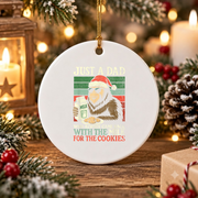 Christmas Bigfoot Papa Milk Cookies Glass Ornament - Material: Circle Ceramic Ornament