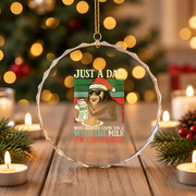 Christmas Bigfoot Papa Milk Cookies Glass Ornament - Material: Circle Glass Ornament