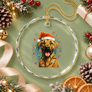 Christmas Black Mouth Cur Dog Lights Glass Ornament - Material: Circle Glass Ornament