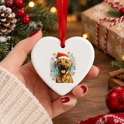 Christmas Black Mouth Cur Dog Lights Glass Ornament - Material: Heart Ceramic Ornament