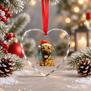 Christmas Black Mouth Cur Dog Lights Glass Ornament - Material: Heart Glass Ornament